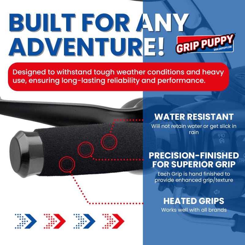 GRIP PUPPY قبضة جريب باي بيغ باو، قبضة مريحة - قبضات مقود ناعمة، متينة، ومضادة للانزلاق للدراجات النارية، والدراجات، والسكوترات - سهلة التركيب، تناسب عالمي - Image 4